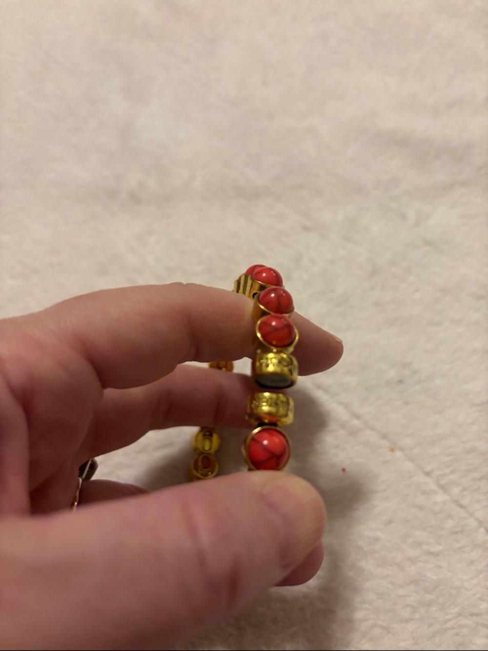 Plunder Gold and Pink Bead Stretch Bracelet - Picture 3 of 3